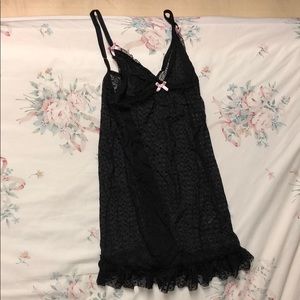 Cosabella Candy babydoll black pink bow chemise NWT